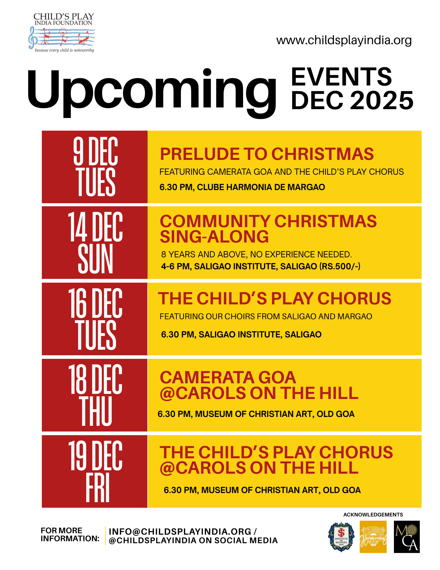 Five concerts in December